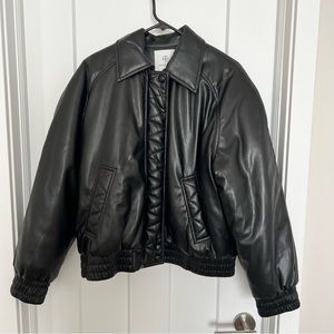 Anine Bing vegan leather bomber jacket black size large NWOT